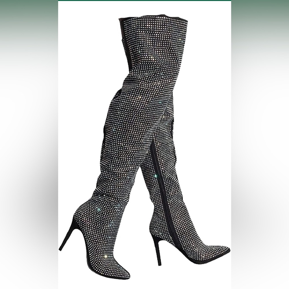 Thigh High Rhinestone Boots